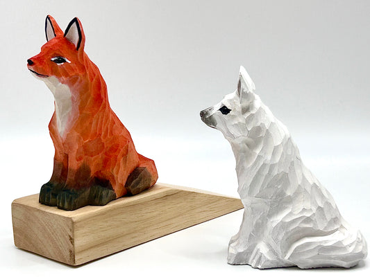 Mystical Fox Magic: Doorstop with Woodcarve Fox Ornament