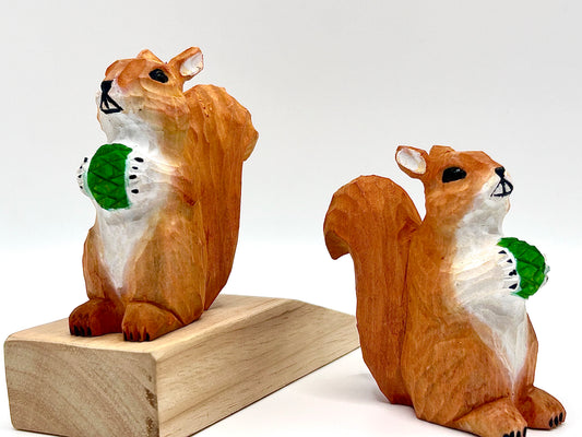 Whimsical Woodland Duet: Doorstop with Woodcarve Squirrel Ornament