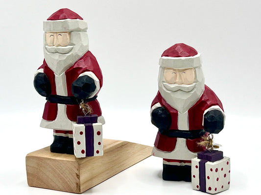 Festive Door Delight: Woodcarve Santa Claus with Gifts Doorstop & Ornaments